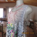 High/low silky stretch polyester sleeveless long cheerful floral top size 38 to 40. Fine condition.