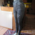 Denim jeans pattern designed jeggings in stretch polyester for size 32 to 34. Wide waistband.New