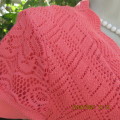 Lovely coral colour capped sleeve bolero in stretch acrylic lace. Size 34/10 by FASHION EXPRESS.