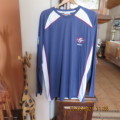 Men`s long sleeve navy T Shirt  with white/red inlays. By VODACOM Super 14 for STOMERS Rugby in XL
