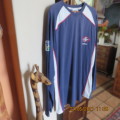 Men`s long sleeve navy T Shirt  with white/red inlays. By VODACOM Super 14 for STOMERS Rugby in XL