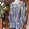 Fabulous monochrome animal print 2 layer loose top with embellished front yoke. Size 36/12.As new