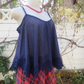 Pretty navy extra wide cropped strappy top size 38/14 by RT. Stunning cotton lace seam decoration.