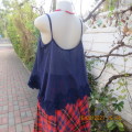 Pretty navy extra wide cropped strappy top size 38/14 by RT. Stunning cotton lace seam decoration.