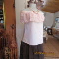 Amazing off shoulder pale peach top with wide embroidered frill.Size 32/8 by OR. As new,