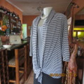Silvergrey and black striped open hanging cover up by MOZAIC size 34/10. Stretch polyester. New cond