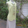 Yellowgreen 100% linen sleeveless button down top. By WOOLWORTHS in size 38/14. In new condition.