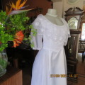 Beautiful classic white wedding dress. Size 38/14. In bride satin+embroidered chiffon. New condition