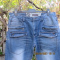 Fashion creative RT blue denim men`s jeans size 36 to 38.Two sets of pockets front.One set at back