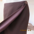 Ageless ,easy to wear choc.brown fold over fully lined skirt size 34/10. In polyester crepe.As new.