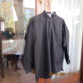 Black heavy cotton men`s long sleeve modern shirt with banded chinese collar.Size L by WORLDS AWAY