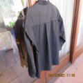Black heavy cotton men`s long sleeve modern shirt with banded chinese collar.Size L by WORLDS AWAY