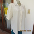 Stunning light cream luxury embroidered vintage size 42/18 blouse by WAH FAT..Perm.pleated sleeves.
