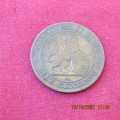 Spain 1870 OM 10 Centinos Diez Gamos Copper coin EF condition.