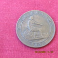 Spain 1870 OM 10 Centinos Diez Gamos Copper coin EF condition.