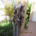 As new DONNA CLAIRE baroque print blouson top in black,grey and cream.With drawstring.Size 42/18