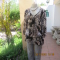 As new DONNA CLAIRE baroque print blouson top in black,grey and cream.With drawstring.Size 42/18