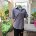 Classic elegant silvergrey button down short sleeve top with thin white stripes.Size 40/16 by BARRON