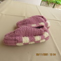Pair of knitted slippers for girl 5 to 6 years old. Stretch to size.Thich double sole.New in pink