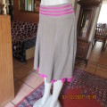 Fun skater style skirt in 2 layers.Magenta pink underlayer and med.brown cotton/linen top.Size 34/10