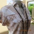 Casual light brown and cream check top with capped sleeves by RED SURF size 32/8.Tiny pockets.