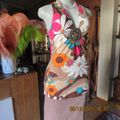 Ultra sexy long floral stretch polyester halter neck top with metal decoration size 34/10.New cond.