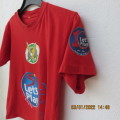 Cute red short sleeve cotton T shirt for 5 to 6 yr old boy with SWD Eagles logo.Lets play Rugby.