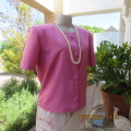 Box style fuscia pink short sleeve top/jacket by MARLICO size 36/12.Close with large covered buttons