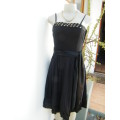 Sensational black TRUWORTHS strappy dress.Creased polycotton.Embellisment on front.Size 32/8.As new