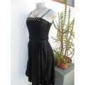 Sensational black TRUWORTHS strappy dress.Creased polycotton.Embellisment on front.Size 32/8.As new