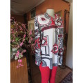 Casual long sleeve bo-ho top in red/black and white cotton size 38/14 by TRUWORTHS.Good condition