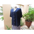 Elegant short sleeve navy box style jacket/top.V neck with button down front.By SOFT BLOUSE size 40.