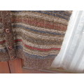 Handsome as new men`s acrylic knit sleeveless cardigan in brown and dark colours pattern lines.XL