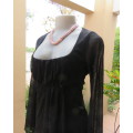 Sexy,smart soft draped black polyester empire long sleeve top size 36/12 by OASIS. As new.