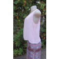 Ultra sexy sheer pink cropped slip over top.Pleat on front and 3 lace bows at back.Size 36/12.As new