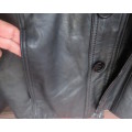 Genuine leather black Men`s jacket authentic original design.By HUSKY size 2XL.Pockets galore.As new
