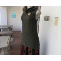 Fabulous olive green poloneck long knitted top in viscose/poly stretch.Size 34 to 36.By COTTON ON.