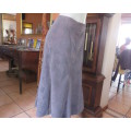 Fabulous grey fine corded paneled skirt with darker grey flowers.Bandless.By DONNA-CLAIRE size 44/20