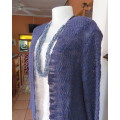 Exciting navy open cardigan with fringed long sleeves size 36/12  by NEWS. 100% acrylic yarn. As new