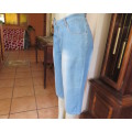 Blue denim straight legged cropped jeans size 40/16 by CASUAL CLUB.Pockets back and front