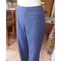 Navy straight legged polyester/viscose stretch pants size 40/16 by WOOLWORTHS, One dummy pocket.