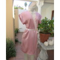 Dainty satin polyester dusty pink fold over size 32/8 night gown with pale pink lace.Tiny sleeves