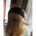 Pretty wide black with glitter dots polycotton headband gathered at sides with elastic band.New