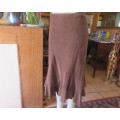 Unique curve paneled brown 100% cotton corduroy skirt with flare frilled seam.Size 38/14.As new.