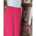 Ankle length cherry red stretch cotton skirt with elasticated waist. Size 32/8. A-Line. Rounded seam