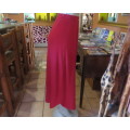 Ankle length cherry red stretch cotton skirt with elasticated waist. Size 32/8. A-Line. Rounded seam