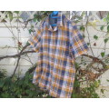 Handsome DAVID JONES short sleeve pure cotton checked shirt in rust/navy/white. Size X Large.As new.