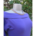 Off the shoulder sexy long sleeve purple top in polycotton stretch.Foldover collar.Size 34 by PLUR.