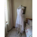 Pretty white strappy evening dress with glitter/embellishment.High/low seamline.Size 36 by GERANO