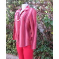 Striking, as new red/white/brown vertical striped long sleeve top.Silky polyester. Size 36/12.By BB.